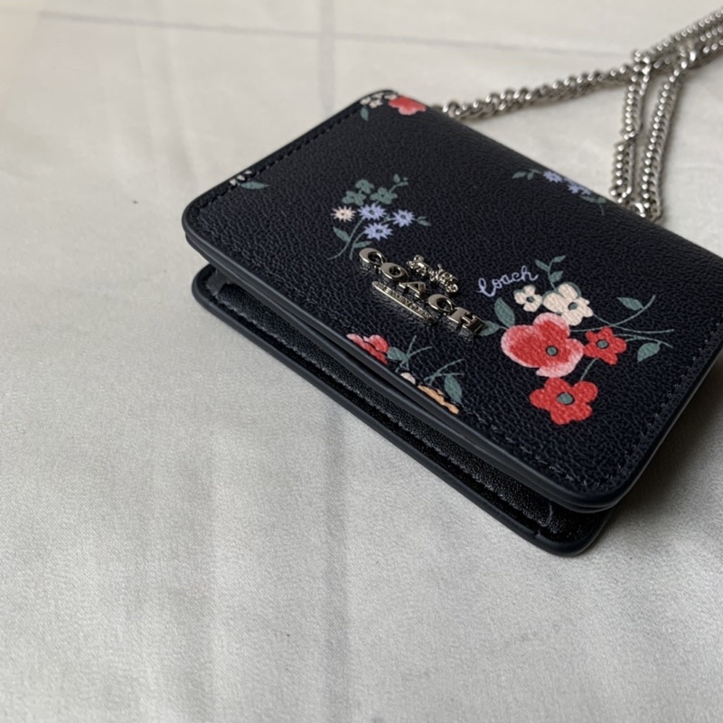 COACH MINI WALLET ON A CHAIN WITH WILDFLOWER PRINT (C0060)