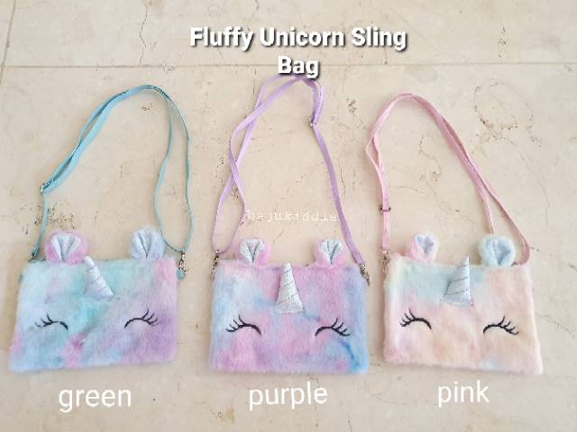 TAS BULU ANAK MOTIF SMILE UNICORN PINK IMPORT