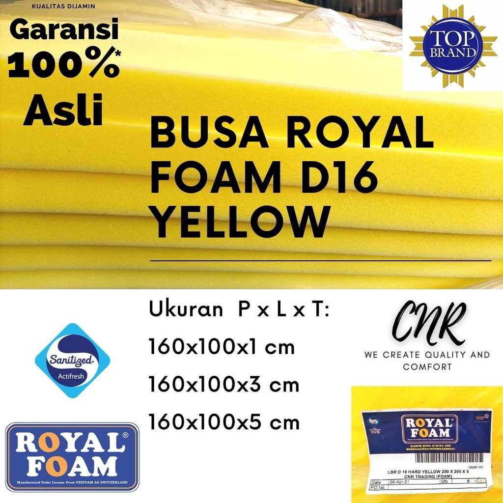 busa surpet yellow royal foam d16 uk 160x100x1cm  3 cm  5cm   busanya saja  buat isi surpet kecil