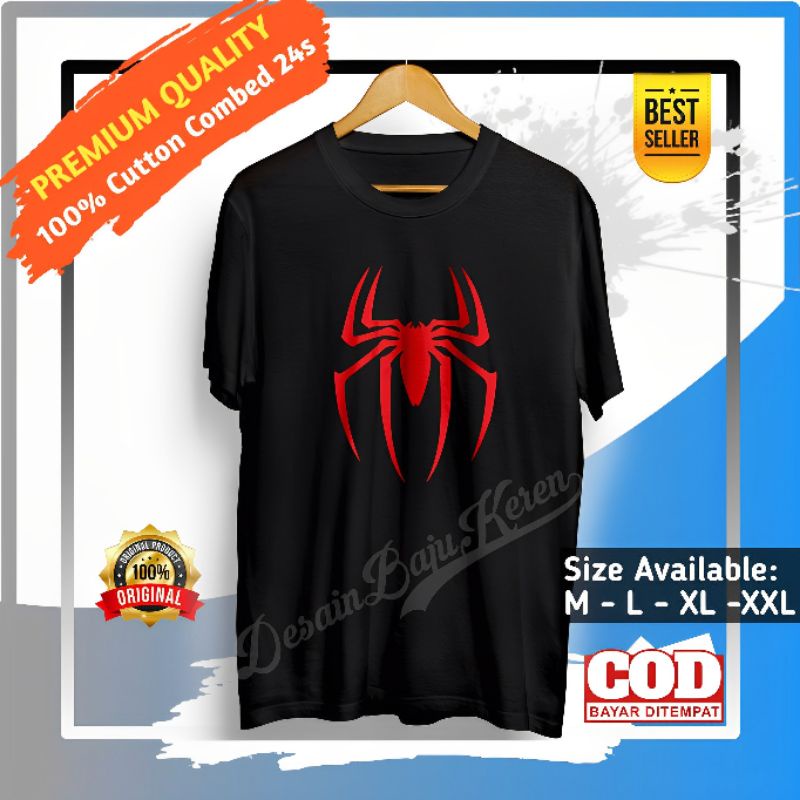 Kaos Superhero Spiderman Baju Distro Pria Branded Original Cowok Keren Kekinian Spider Tarantula