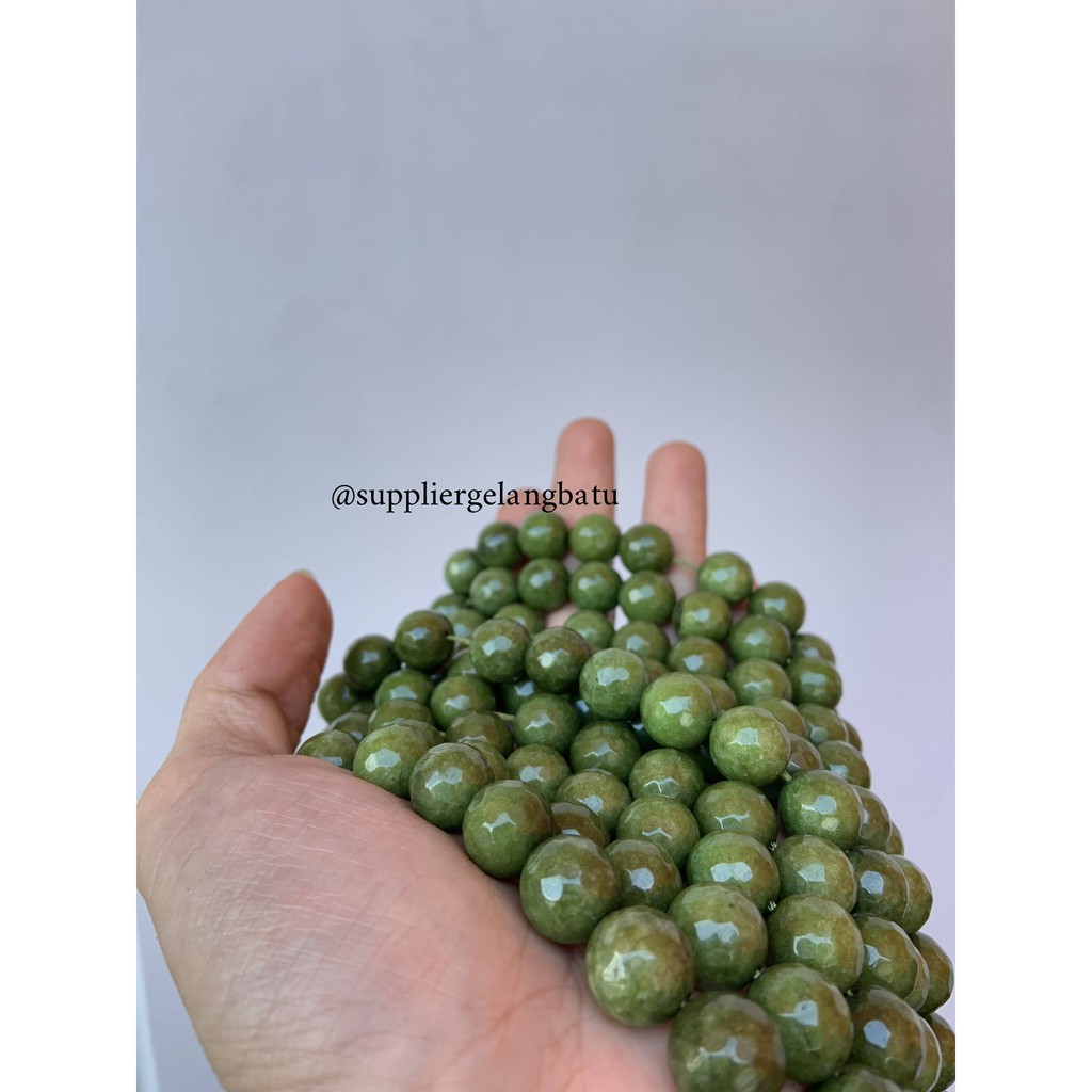 batu beads CUTTING 12mm moss agate hijau kilap grade A aksesoris korea