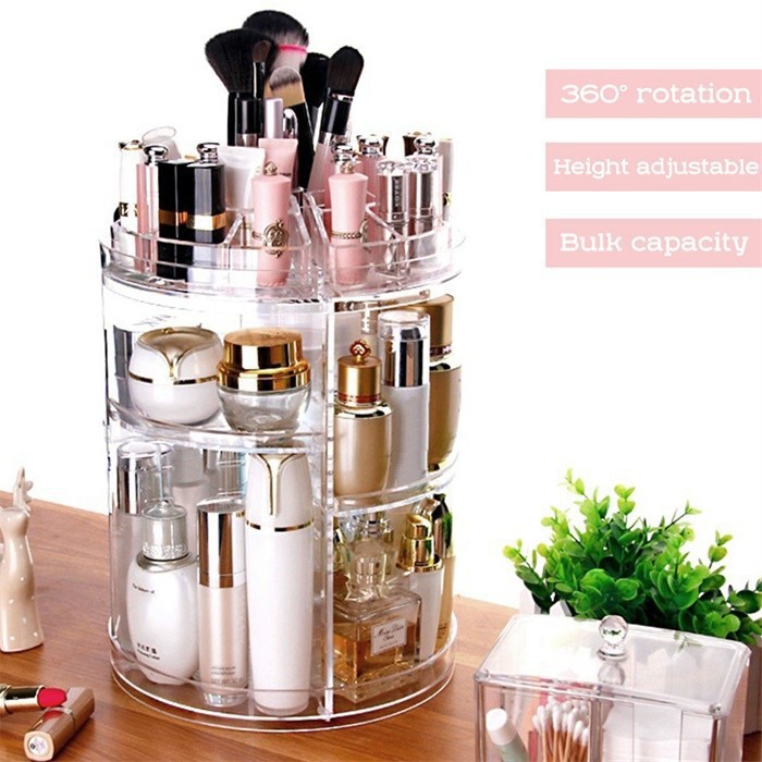 Rak Kosmetik Akrilik Putar / Cosmetic Organizer Display Acrylic Murah | Bening