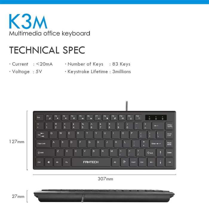 Fantech K3M Keyboard Office Multimedia