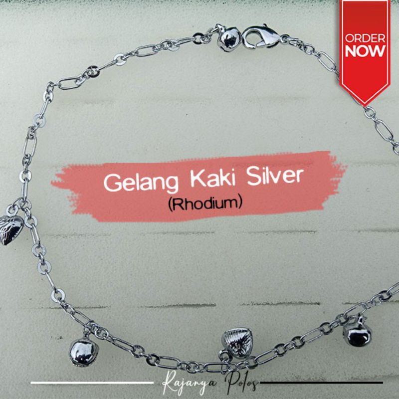 Gelang Kaki Dewasa Ukuran 28 Cm Berbahan Rhodium