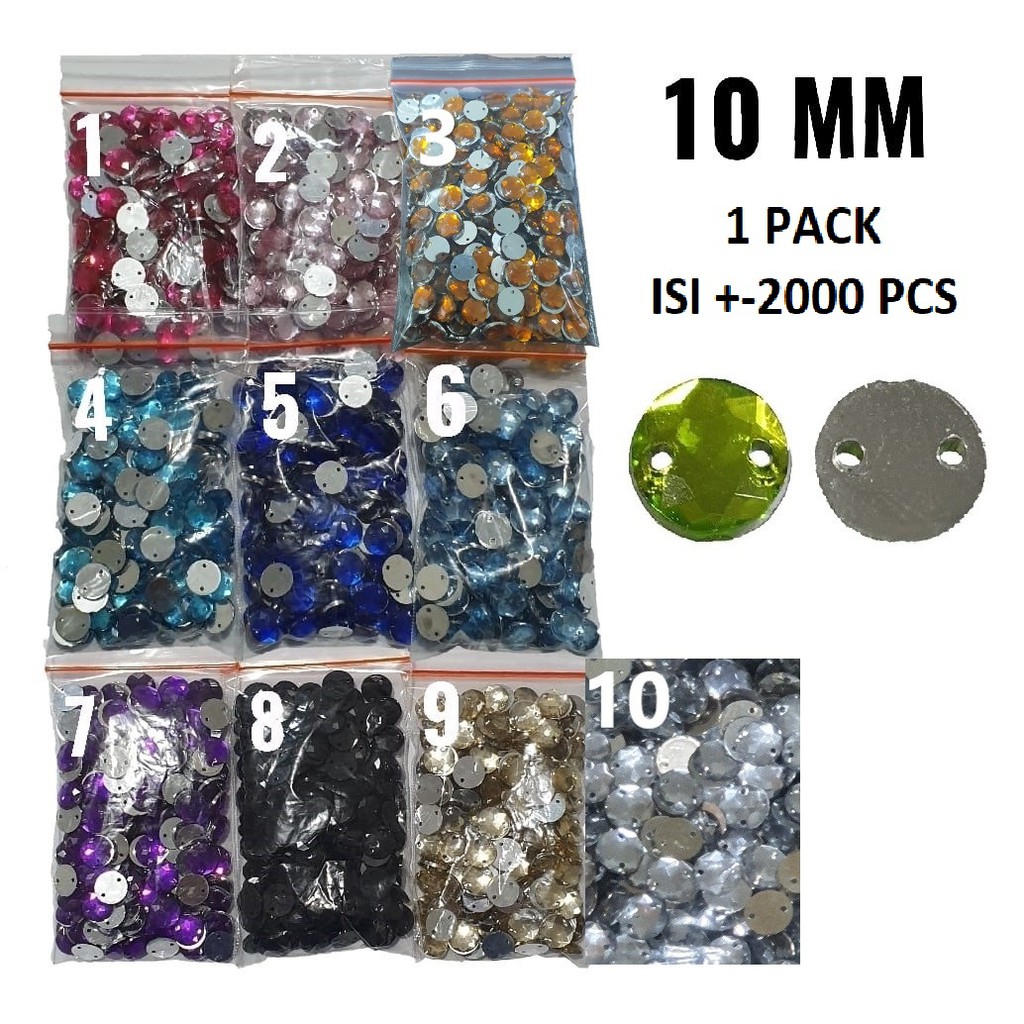 Payet Diamond Kristal Sequin Bulat 10 mm Grade A @2000 pcs