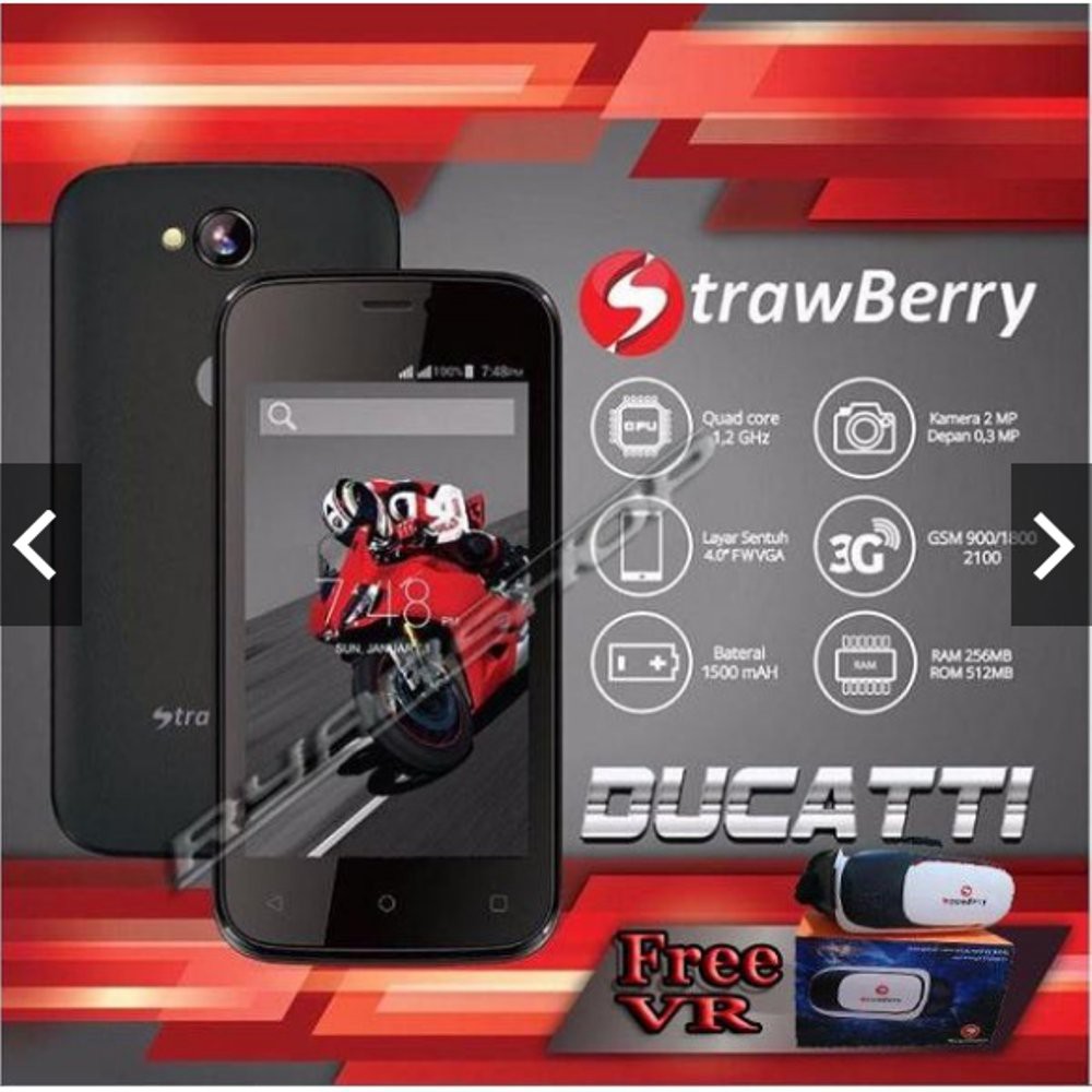 Android Murah Strawberry Ducati ram 256 Internal 512 hp BBM jaringan 3G terlaris