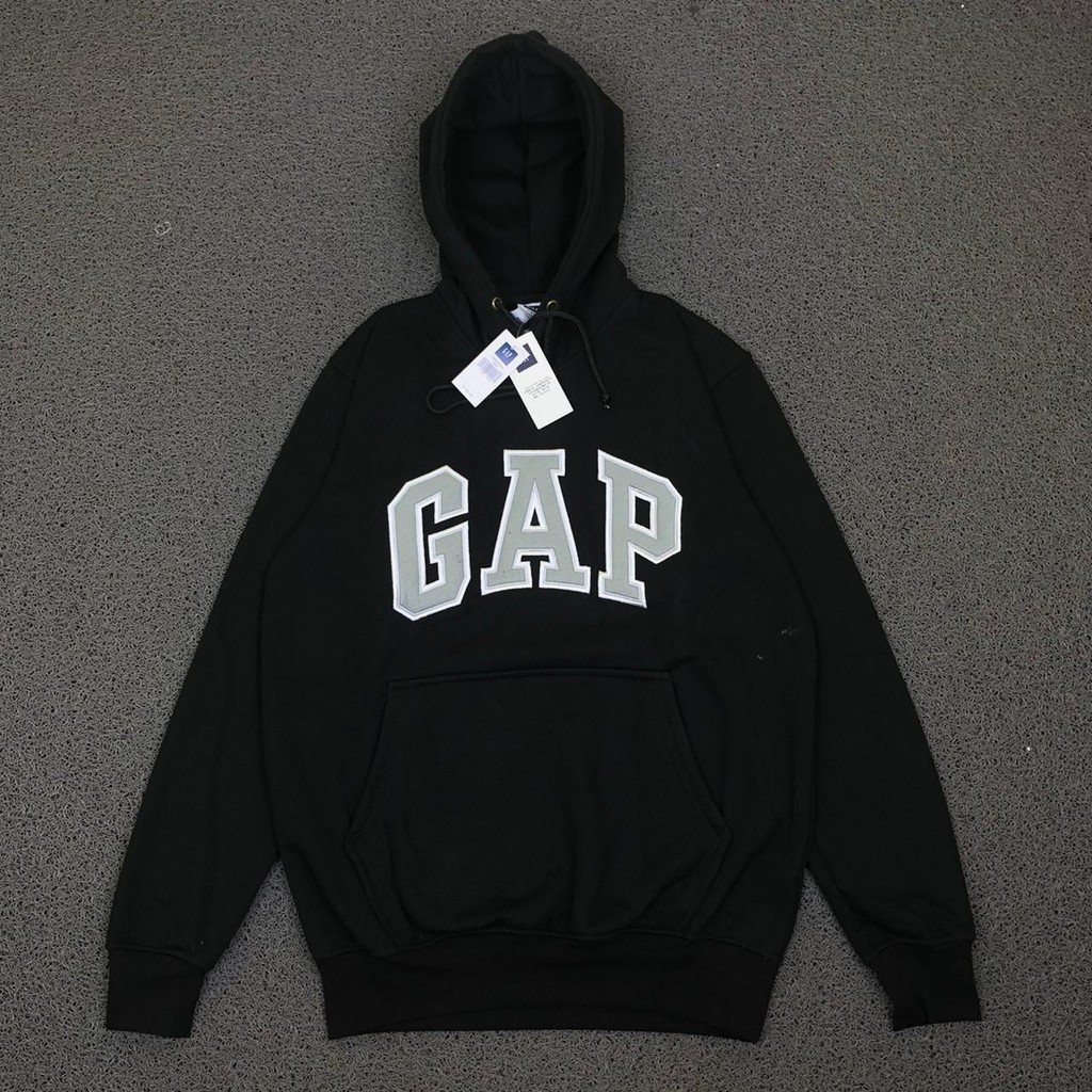 JAKET SWEATER HOODIE GAP ARCH LOGO HITAM