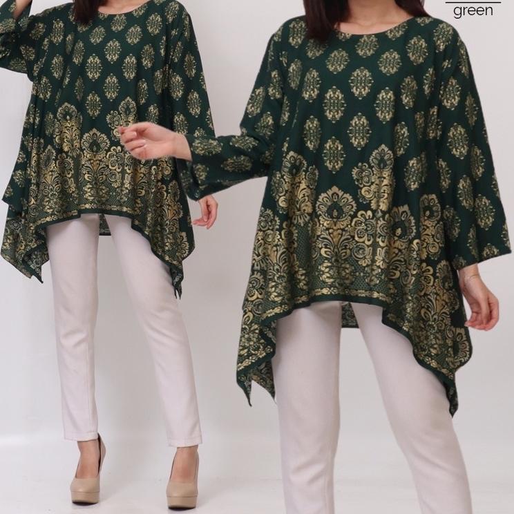 (PROMO ABE42) BAJU ATASAN BLOUSE BLUS BATIK Wanita 5186 JUMBO BIG SIZE LD 130cm Baju ibu hamil BUMIL