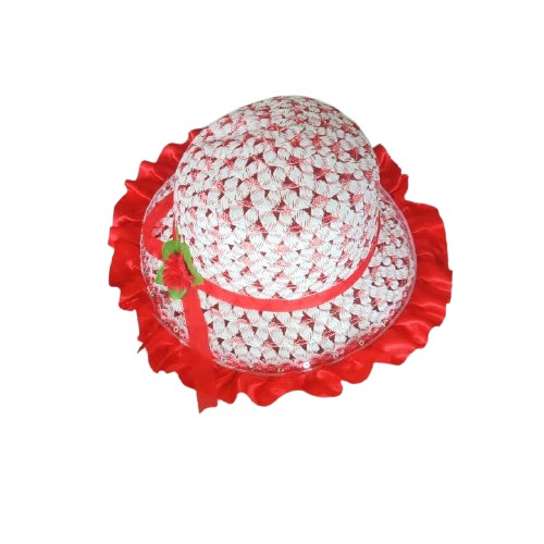 REDTREE Topi Pantai Anak Rumbai Bunga T29-Merah