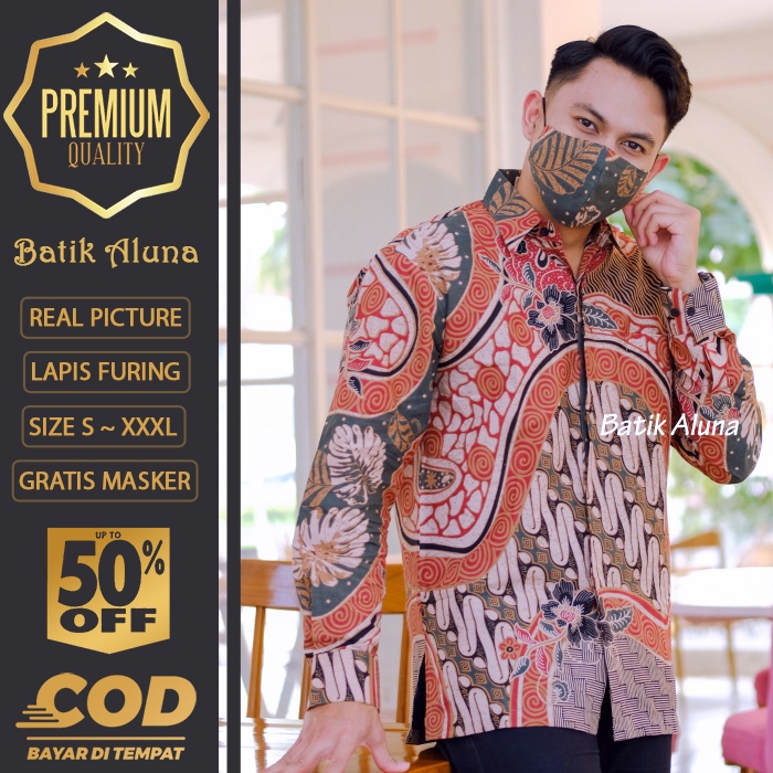 BATIK PRIA LENGAN PANJANG MEWAH PREMIUM ALUNA PRABUSENO SHANGHAI KERIS KEMEJA BATIK ACARA NIKAHAN KE