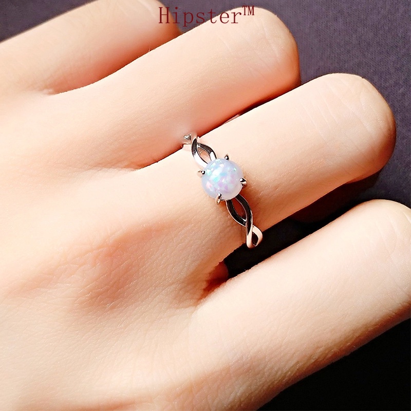 New Hot Sale Fashion Hollowed-out round Colored Gems Adjustable Ring