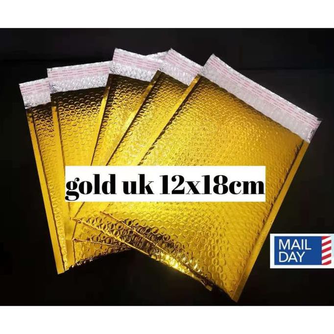 

Produk Unggulan] Amplop Bubble Wrap Padded Envelope Gold / Emas Plastik (Uk 12*18 Cm)