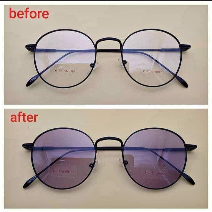 Kacamata Photocromic Berubah Warna Vintage, Unisex Sunglasses, Pria Wanita Free Box dan Lap