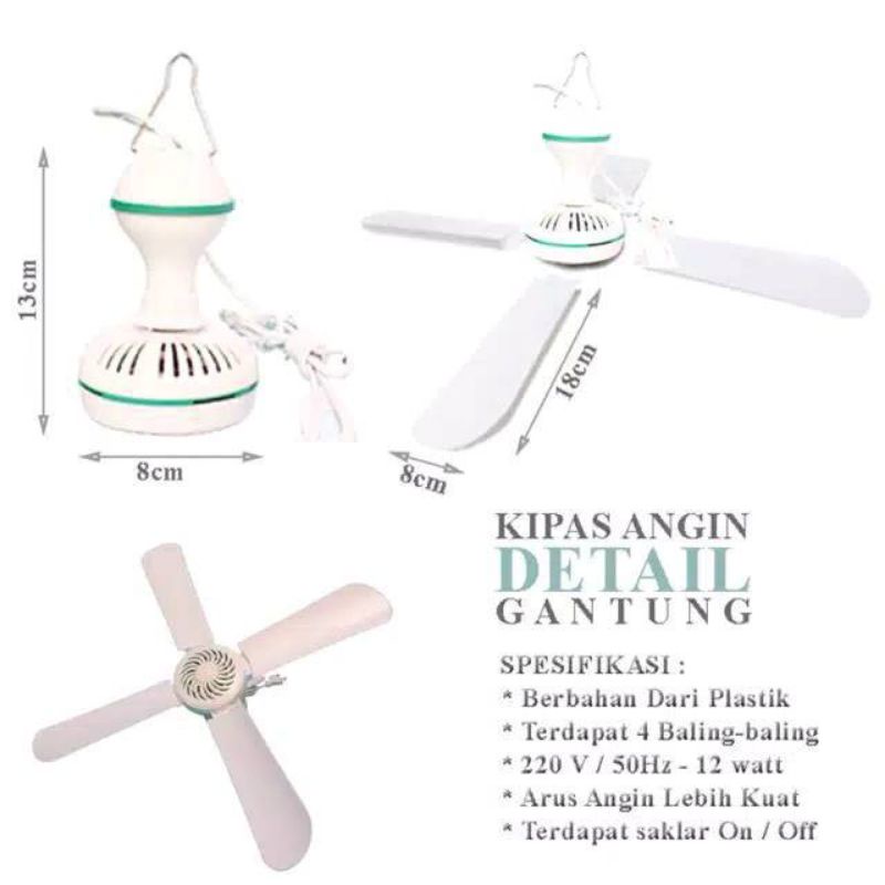 Kipas angin gantung/mini fan 12watt jiamei 590