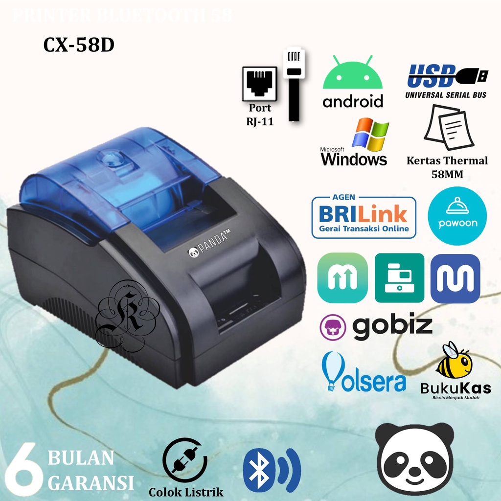 PRINTER KASIR/PPOB THERMAL BLUETOOTH 58MM PANDA CX-58D ANDROID (USB+BLUETOOTH) RJ11