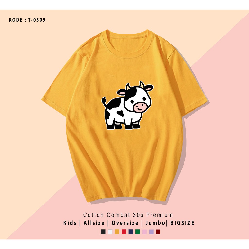 T-SHIRT / KAOS DEWASA UNISEX COW CUTE / HARGA TERMURAH / BAHAN KATUN / TERMURAH BAJU SANTAI