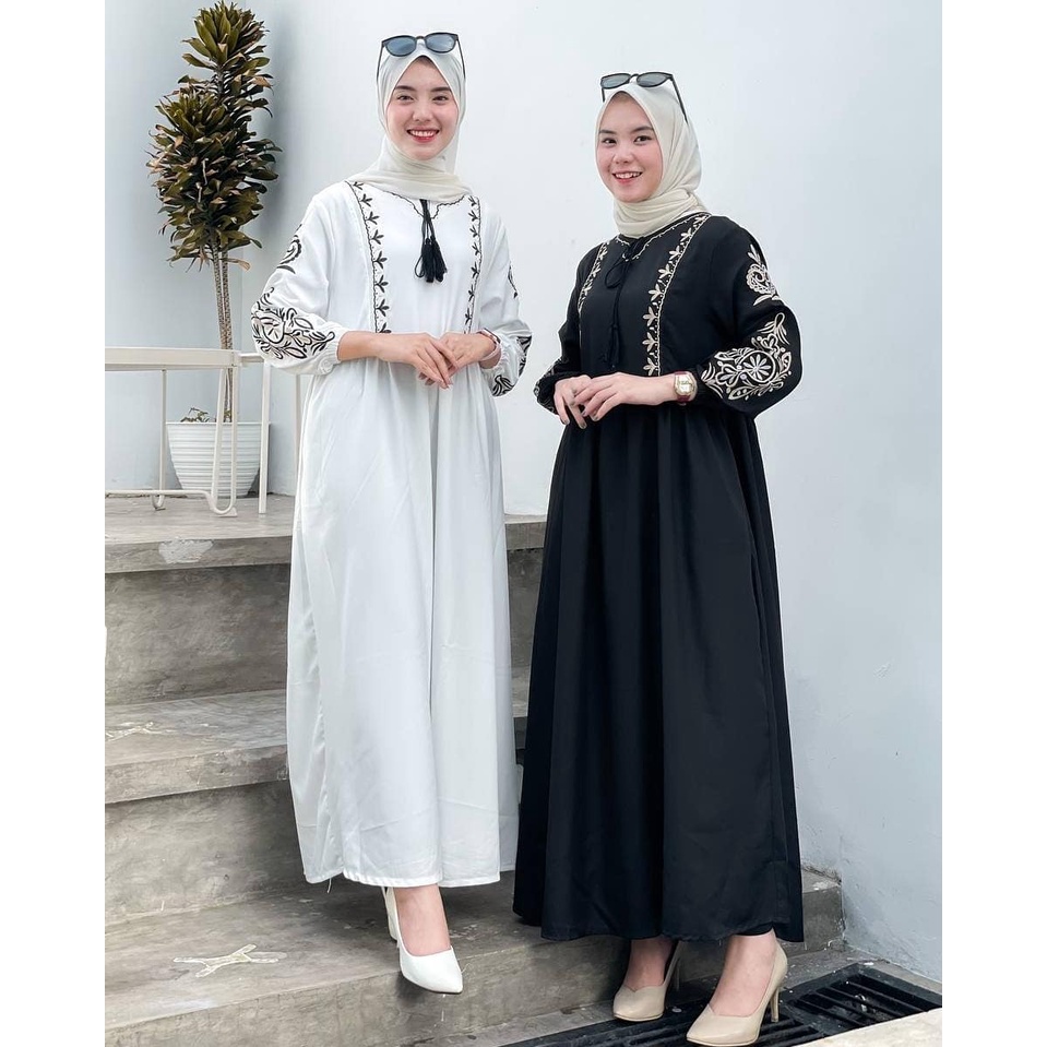 Gamis Wanita Kekinian Simple Ceruty Fashion Elegan Santai C7I8 Adem Terbaru Berkualitas Rayon Rumbai