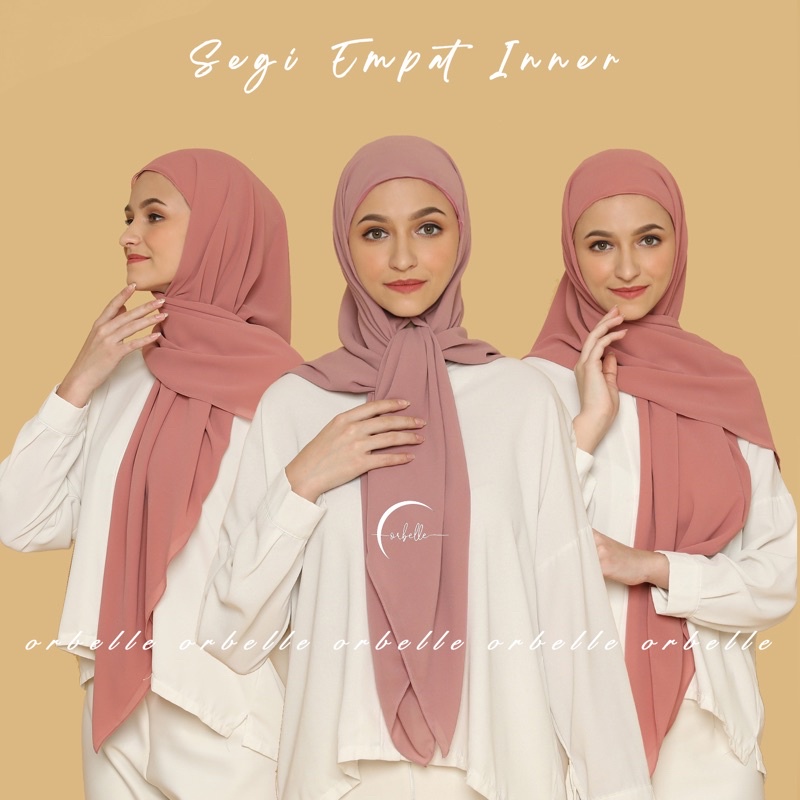 TERMURAH!! HIJAB SEGI EMPAT INSTAN PLUS INNER 2IN1 / SEGIEMPAT INNER 2IN1 CERUTY BABYDOLL 2 LAYER