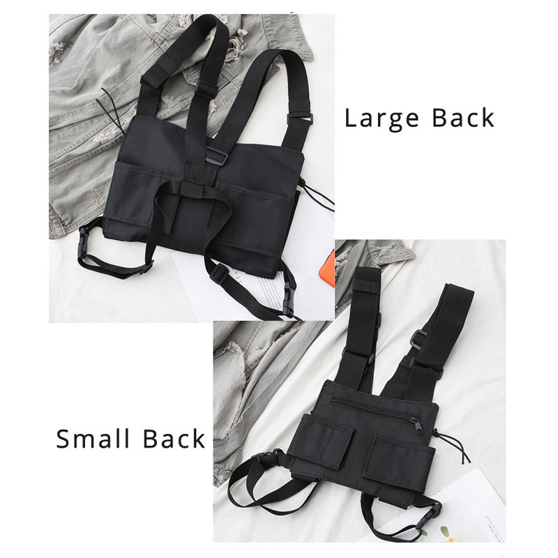 SmallLee Pinggang Pack Nilon Rompi Yang Dapat Disesuaikan Hip Hop Streetwear Fungsional Taktis Harness Rig Dada Kanye West Tas Dada