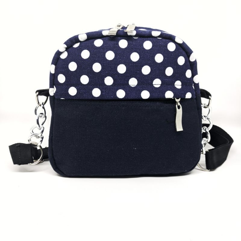 Slingbag Kanvas Motif Polkadot Premium Quality