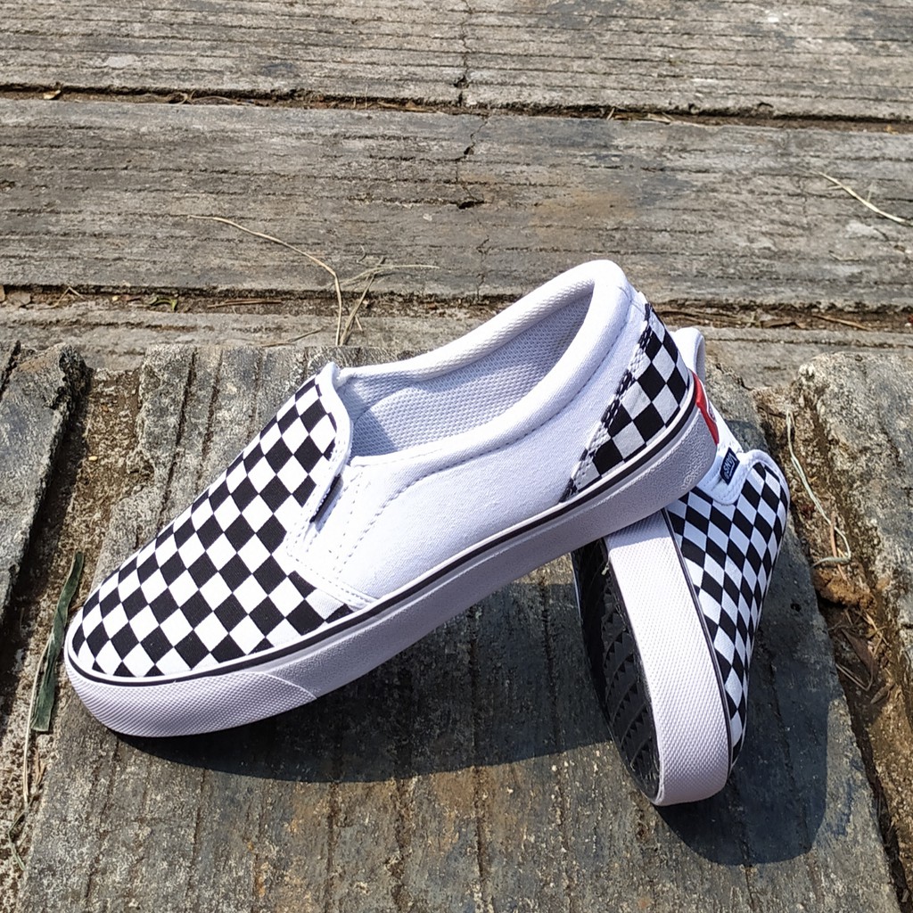 SEPATU PRIA SLIP ON SLIPON VANS SLOP CATUR PUTIH