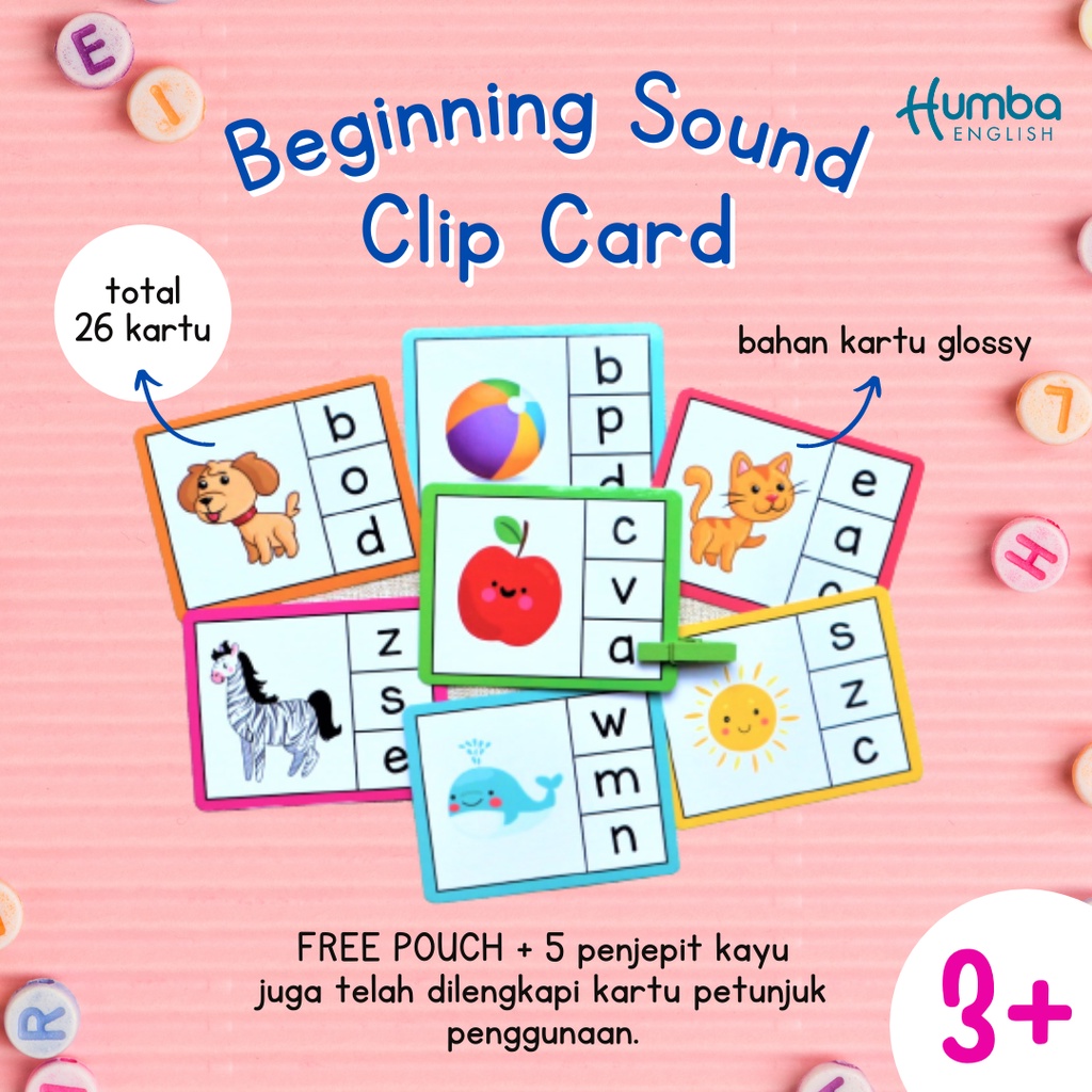 Jual Flashcard Bahasa Inggris Beginning Sound Memasangkan Huruf Awal ...