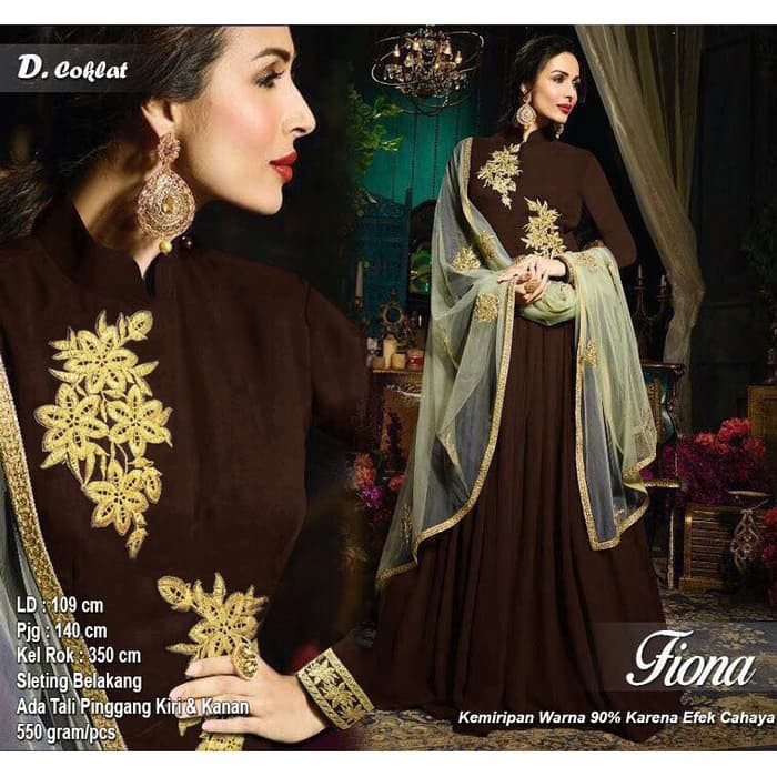 Baju Busana Muslim Wanita Gamis Syari Pesta India Bordi Fiona Terbaru