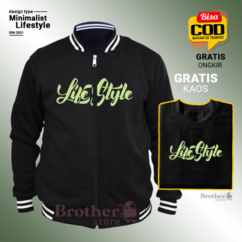 GRATIS KAOS !! (COD) - Brother Store Design Minimalist Lifestyle - Varsity Jaket - life style