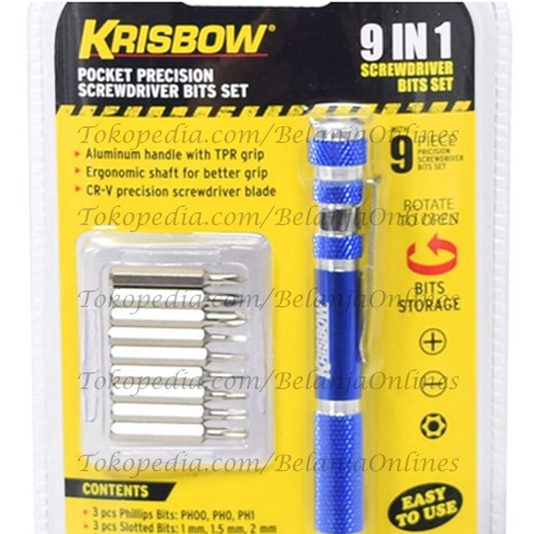 freeongkir ORIGINAL KRISBOW SET OBENG MULTIFUNGSI 9 IN 1 gratisongkir