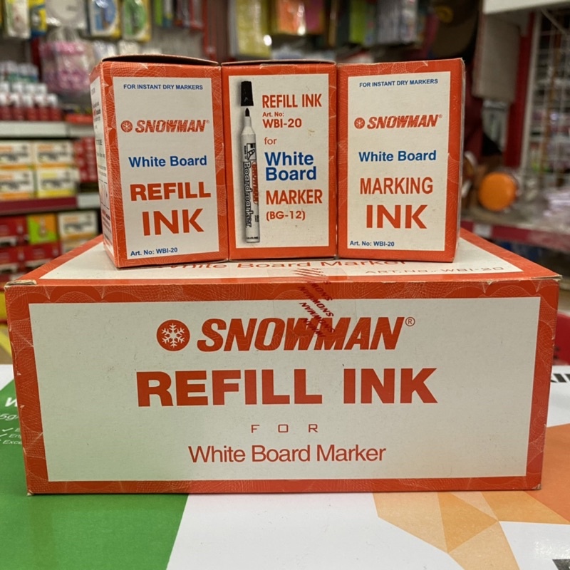

ISI TINTA SPIDOL WHITEBOARD SNOWMAN WBI-20 HITAM BIRU MERAH / REFILL SPIDOL PAPAN TULIS (1PCS)