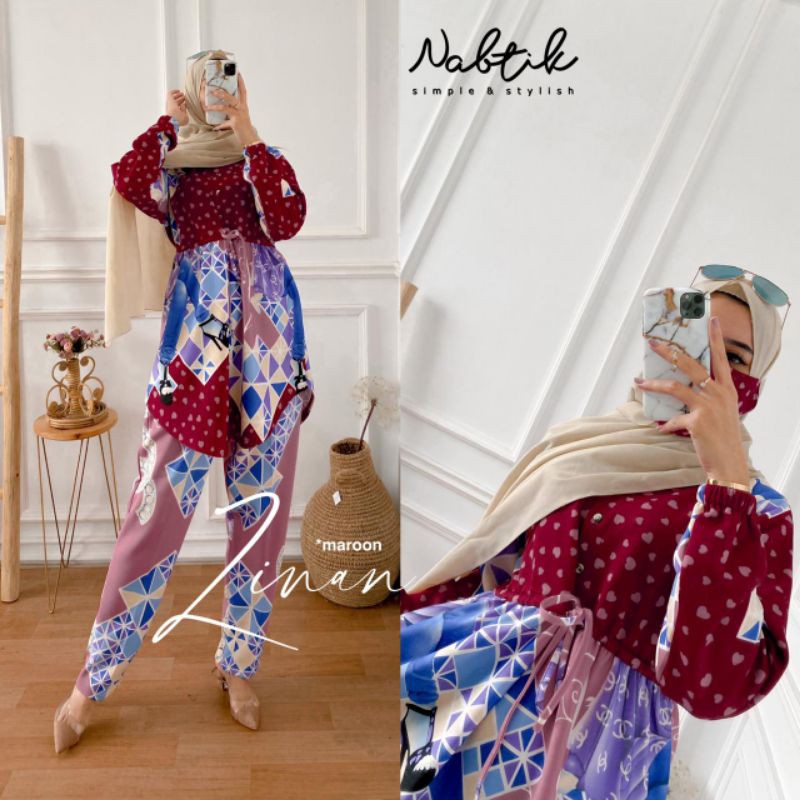 setelan wanita terbaru original by nabtik Zinan one setotif terkini