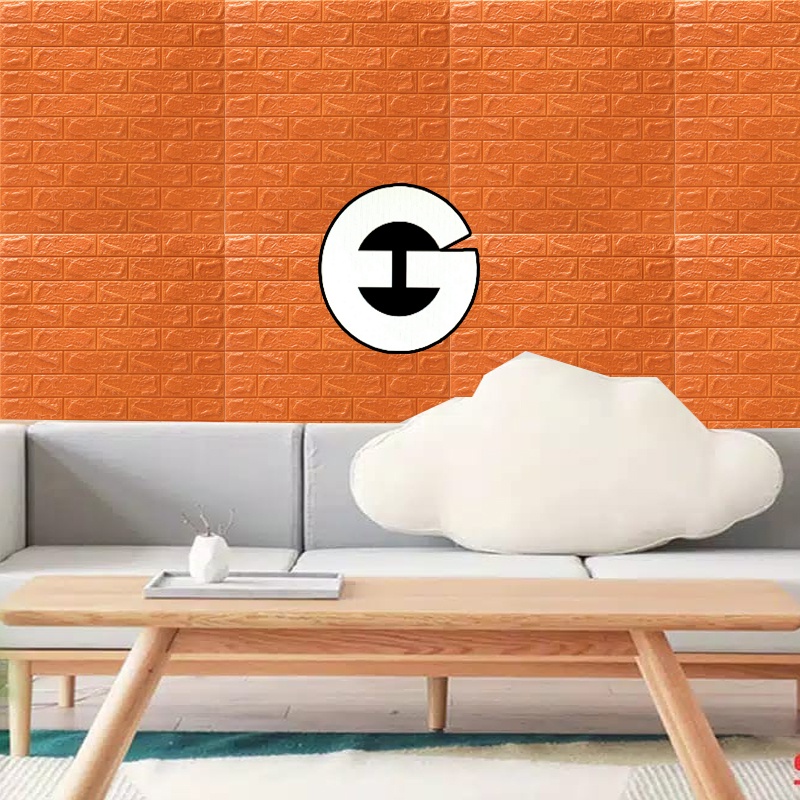 WA Wallpaper Foam Bata Warna Orange Premium Wallpaper