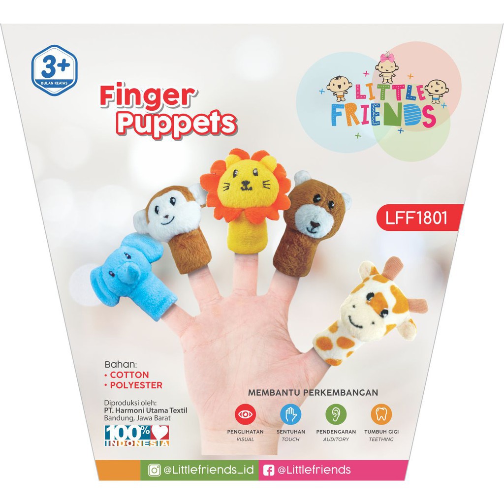 Little friends finger puppets LFF18010 / LFF104 / LFF105 / boneka jari + soft book