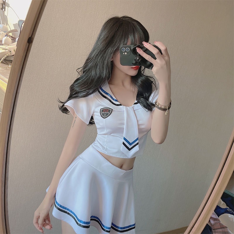 Wanita Lingerie Sailor Dress Halloween Cosplay Costume  Live streaming Cosplay Uniform 3A516