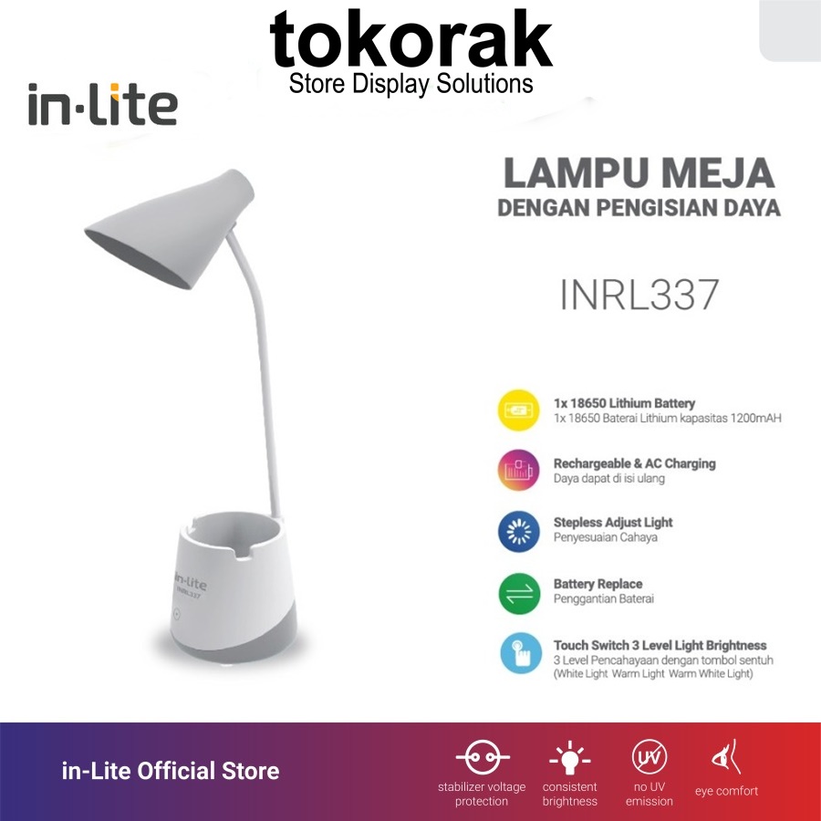 LAMPU BELAJAR INLITE FLEXSIBLE CHARGER 3 WARNA IN LITE INTL337