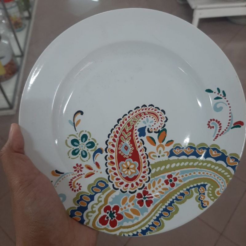 VINTAGE SALAD PLATE PIRING KERAMIK SANGO MOTIF BUNGA UKIR BATIK WARNA WARNI KOLEKSI HIAS CANTIK