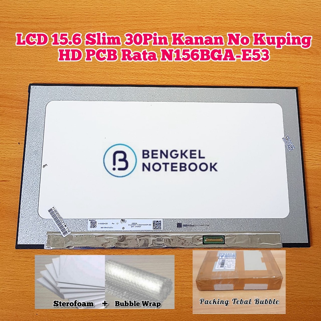 LCD 15.6 Slim 30pin kanan Nokuping PCB Rata N156BGA-E53  NT156WHM-N46 B156XTN08.2 NT156WHM-N4T