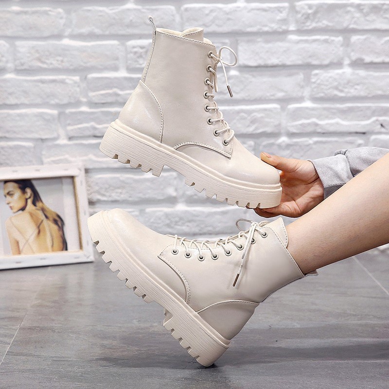 SBCB seaptu boots wanita white beige high ankle import martin boot