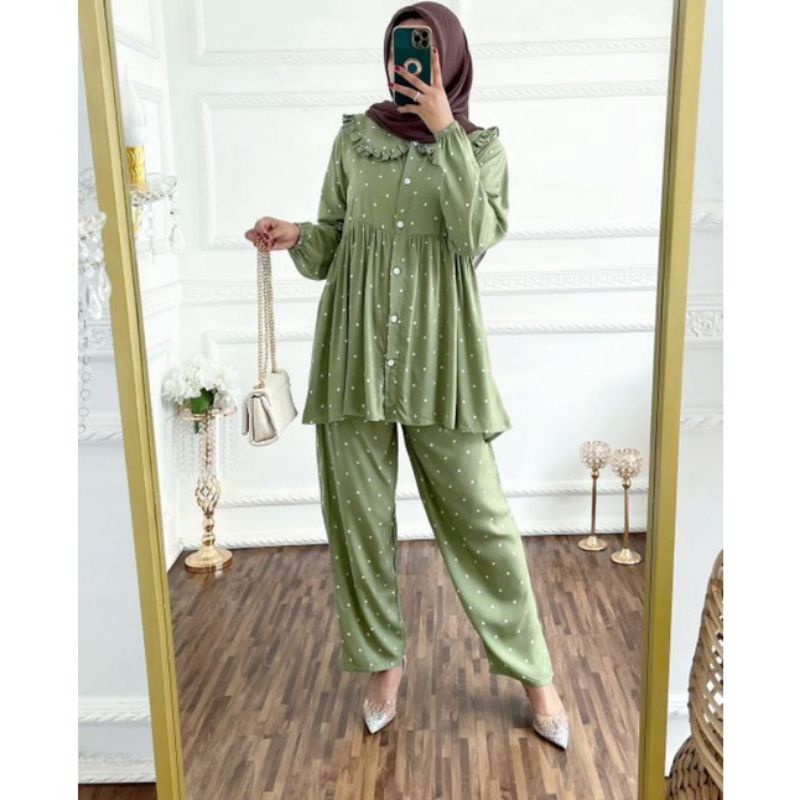 POLKANA SET RAYON RUFFLE REMPEL SABRINA POLKA SET