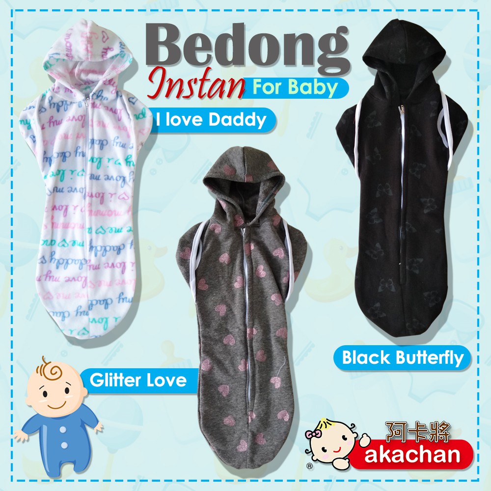 Bedong Bayi Instan Resleting Newborn AKACHAN  Instant Swaddle NB Instan Fleece alt nb