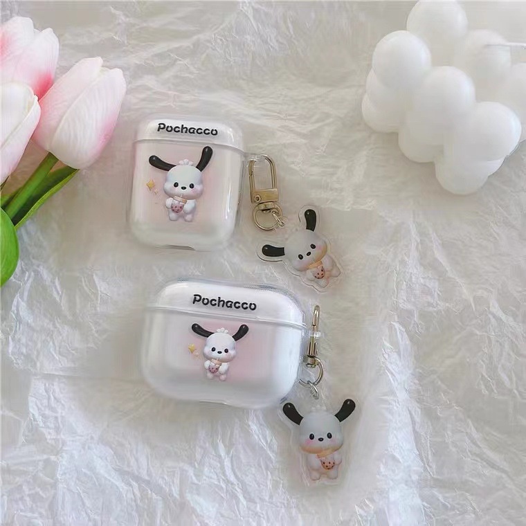 Cute Puppy Dog Transparan Bluetooth Earphone Case Cover Untuk Airpods1 2 3 Pro 2 PRO2 Airpods3 Lembut Headphone TWS Pelindung