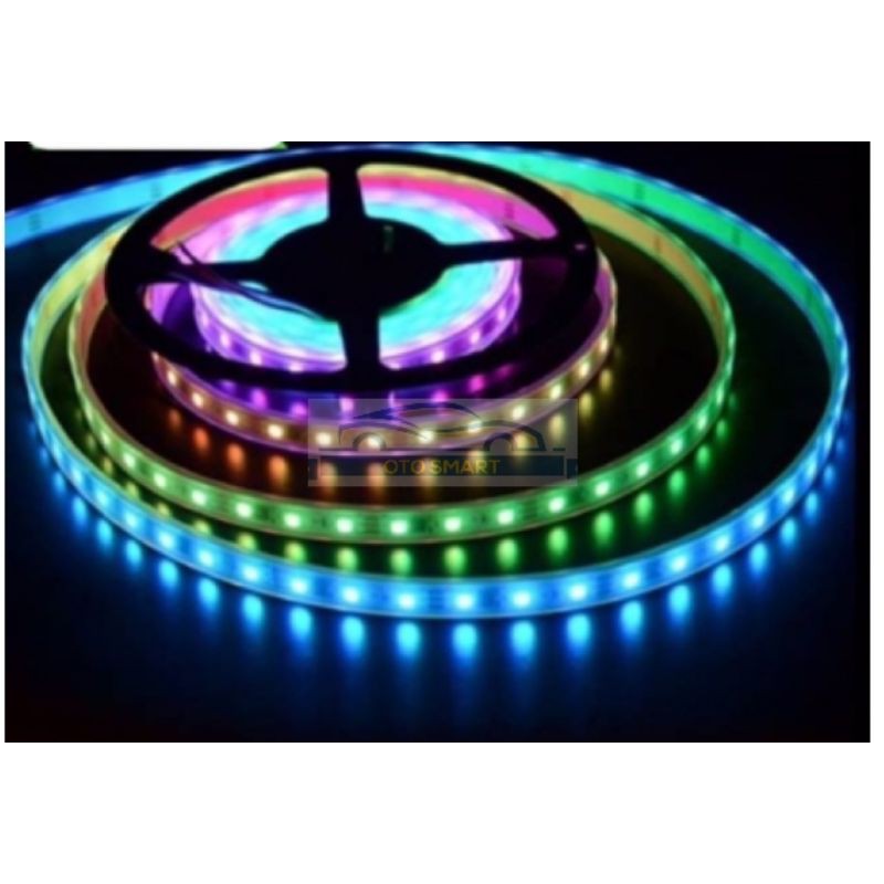 LAMPU STRIP RGB 5050 WARNA WARNI RUNNING NYALA OTOMATIS SET +ADAPTOR 5METER FULL