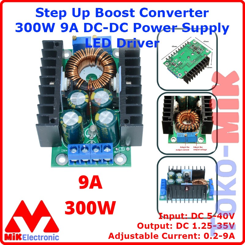 Step Up Boost Converter 300W 9A CC CV DC-DC Power Supply Driver LED