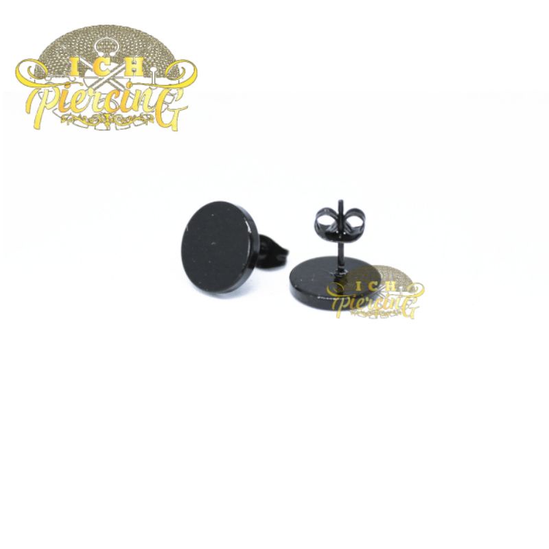 anting tusuk hitam 12mm / anting pria cool / anting lingkaran