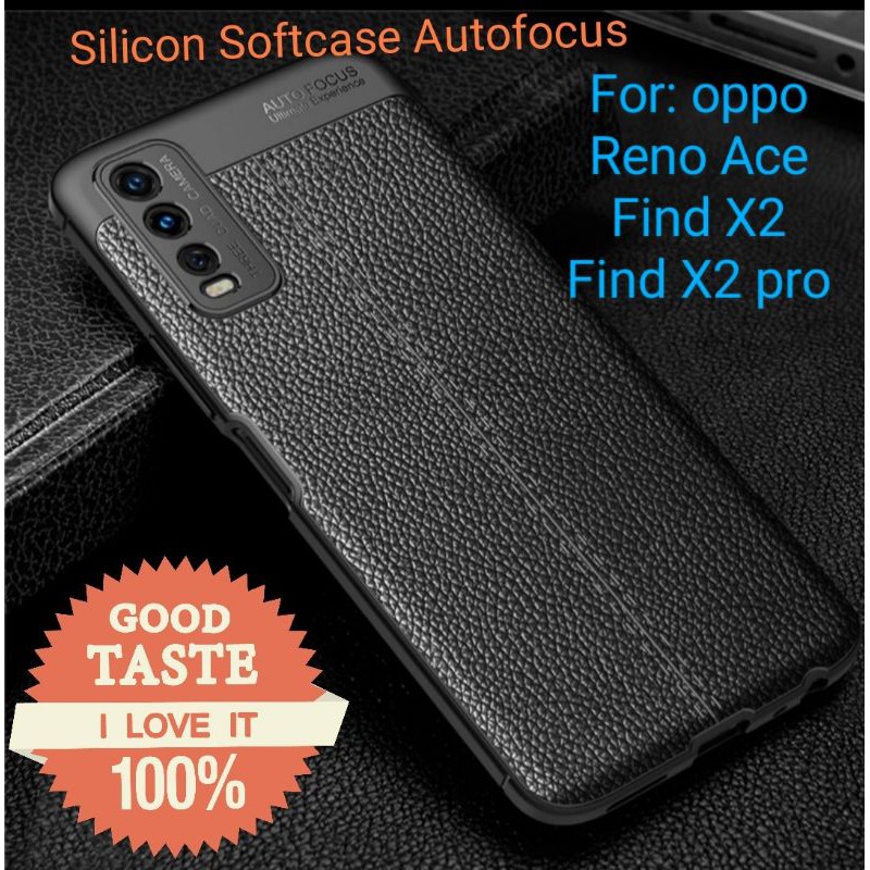 oppo Reno Ace Find X2 Pro Silicon Autofocus Leather Softcase Casing Cover TPU Kulit jeruk jelly