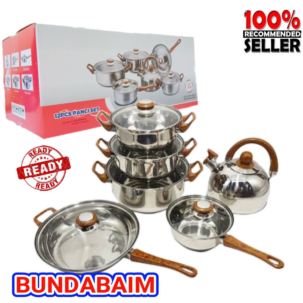 PANCI SET HC 12 PCS ST6IN / COOKWARE SET STAINLESS TUTUP KACA