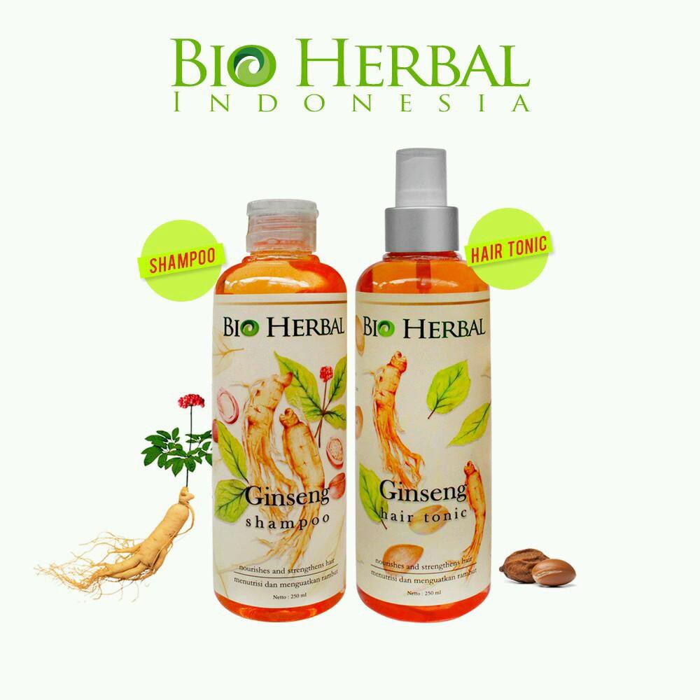 [2 Botol] Paket Bio Herbal Ginseng Shampoo &amp; Hair Tonic BPOM