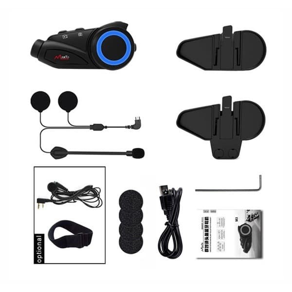 MAXTO M3 DUAL MIC HYBRID BLUEOTOOTH HELM INTERCOM MAXTO M3 INTERCOM 6 RIDER CAMERA ORIGINAL-4