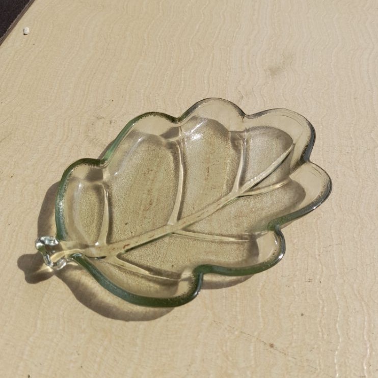 6 PCS PIRING LEAF piring morif kaca piring daun piring kue piring lucu piring unik hadiah lucu hadia