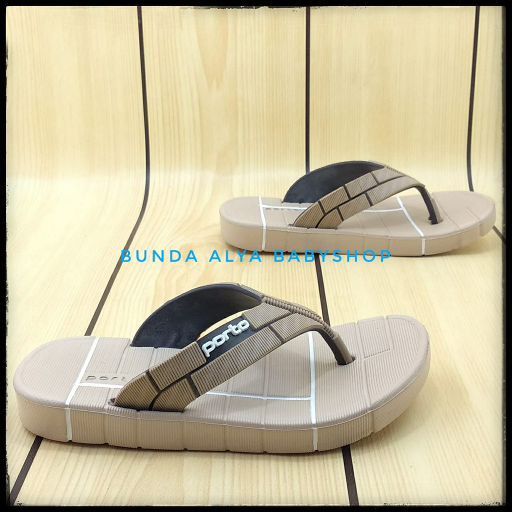 Sendal Anak Laki Jepit Usia 6 7 Tahun Karet KREM - Sandal Jepit Anak Cowok Anti Slip PORTO Alas Karet Size 31